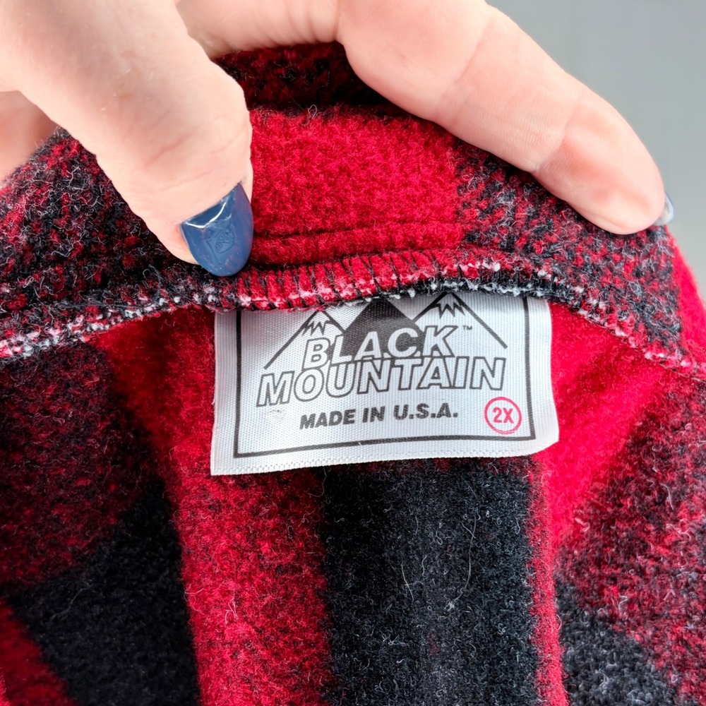 Vtg Black Mountain Red Buffalo Plaid Moose Bear Forest Scene Vest 2X USA Made‎ - Picture 5 of 5